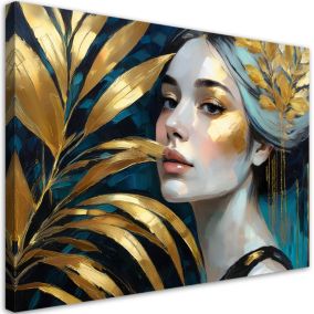 Obraz do salonu sypialni Feeby Portret Kobiety Botanika Glamour 60x40 cm 1szt