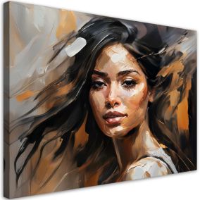 Obraz do salonu sypialni Feeby Portret Kobiety Glamour Brązowy 100x70 cm 1szt