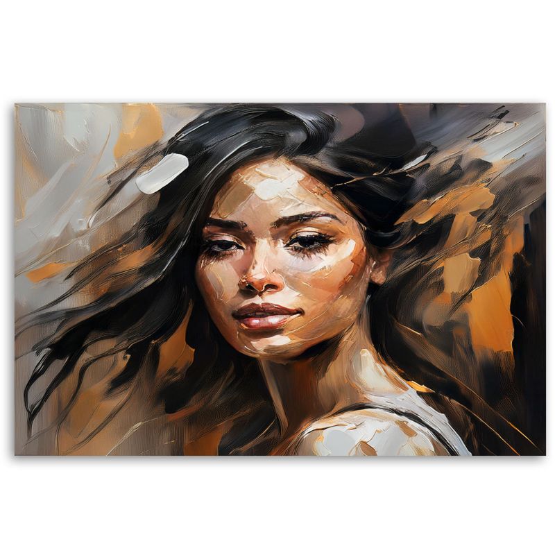 Obraz do salonu sypialni Feeby Portret Kobiety Glamour Brązowy 90x60 cm 1szt