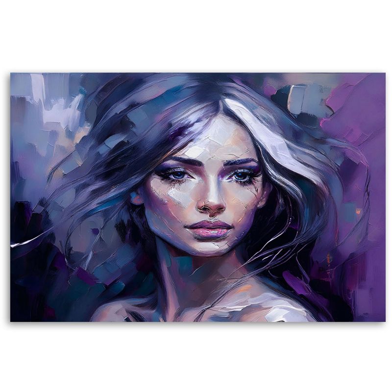 Obraz do salonu sypialni Feeby Portret Kobiety Glamour Fioletowy 120x80 cm 1szt