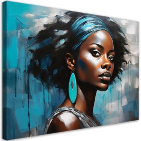 Obraz do salonu sypialni Feeby Portret Kobiety Glamour Niebieski 100x70 cm 1szt