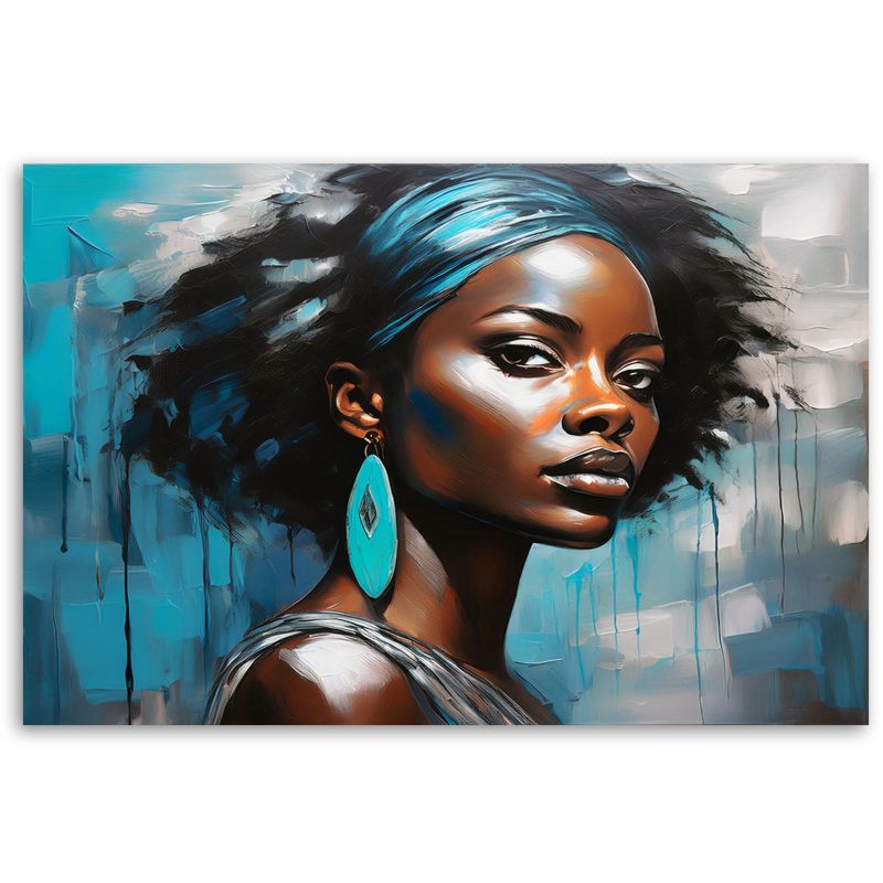 Obraz do salonu sypialni Feeby Portret Kobiety Glamour Niebieski 100x70 cm 1szt