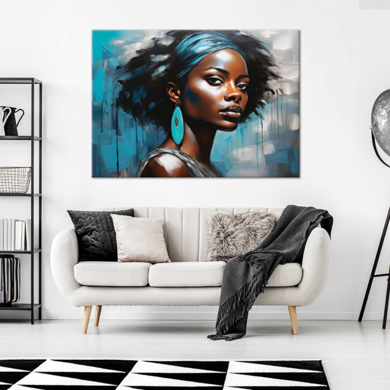 Obraz do salonu sypialni Feeby Portret Kobiety Glamour Niebieski 60x40 cm 1szt