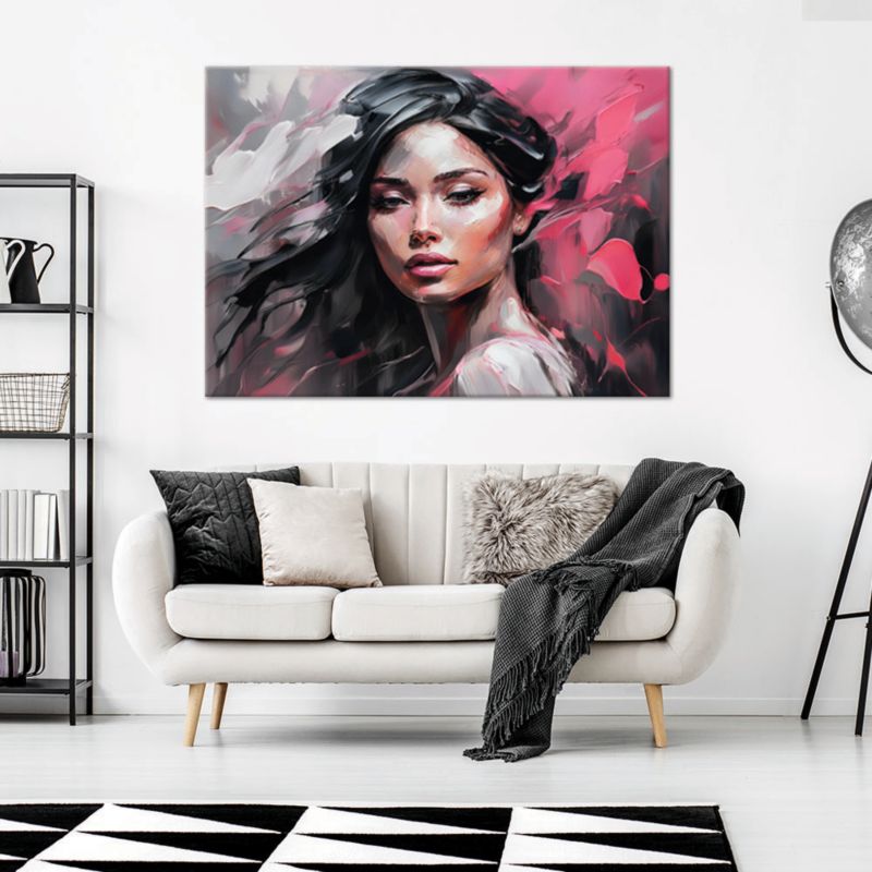 Obraz do salonu sypialni Feeby Portret Kobiety Glamour Różowy 100x70 cm 1szt