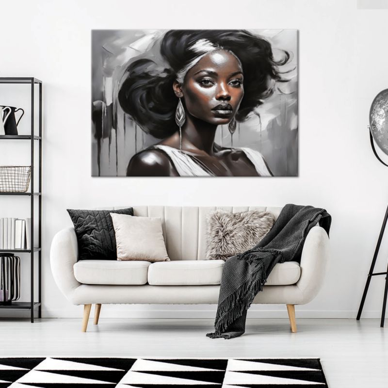 Obraz do salonu sypialni Feeby Portret Kobiety Glamour Szary 100x70 cm 1szt