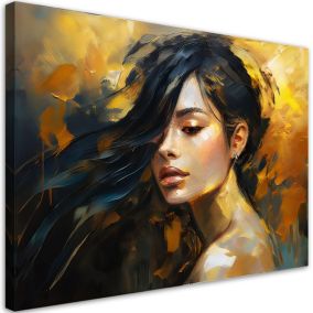 Obraz do salonu sypialni Feeby Portret Kobiety Glamour Złoty 60x40 cm 1szt
