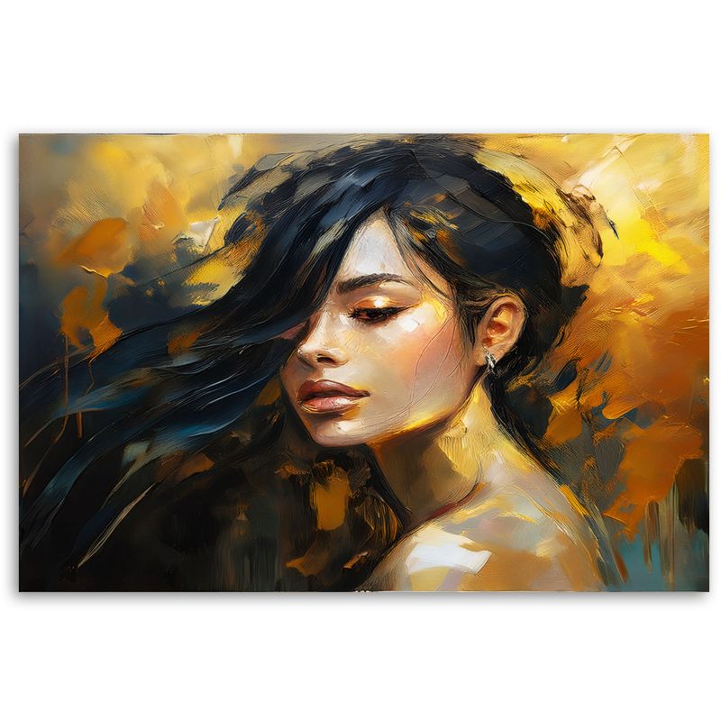 Obraz do salonu sypialni Feeby Portret Kobiety Glamour Złoty 60x40 cm 1szt