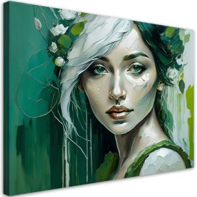 Obraz do salonu sypialni Feeby Portret Kobiety Glamour Zielony 60x40 cm 1szt