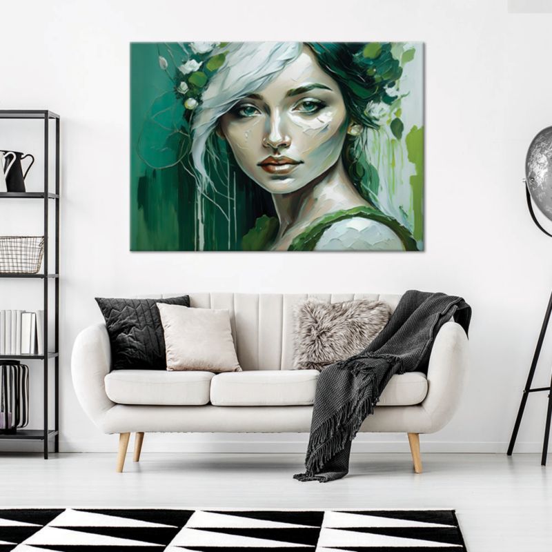 Obraz do salonu sypialni Feeby Portret Kobiety Glamour Zielony 60x40 cm 1szt