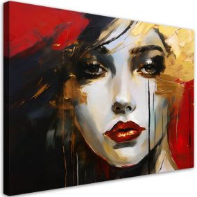 Obraz do salonu sypialni Feeby Portret Kobiety Twarz Czerwony 100x70 cm 1szt