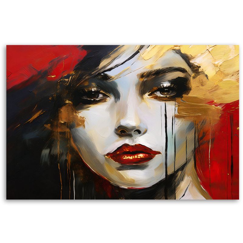 Obraz do salonu sypialni Feeby Portret Kobiety Twarz Czerwony 100x70 cm 1szt