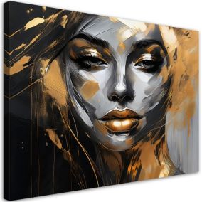 Obraz do salonu sypialni Feeby Portret Kobiety Twarz Glamour Złoty 120x80 cm 1szt