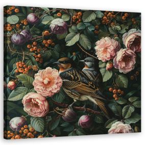 Obraz do salonu sypialni Feeby Ptaki Liście Natura 60x60 cm 1szt