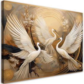 Obraz do salonu sypialni Feeby Ptaki Żurawie Beżowy 120x80 cm 1szt