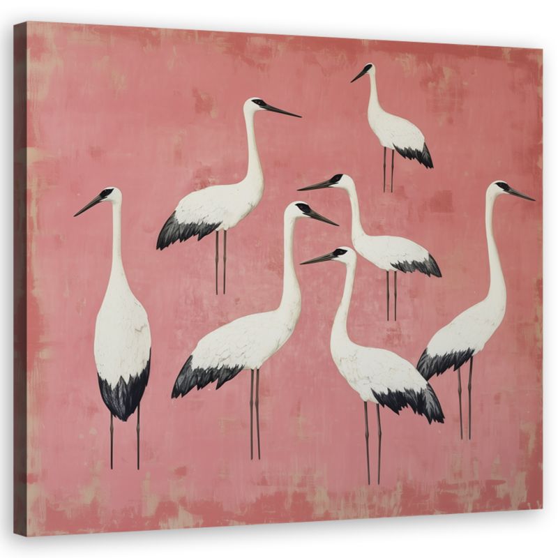 Obraz do salonu sypialni Feeby Ptaki Żurawie Różowy 60x60 cm 1szt