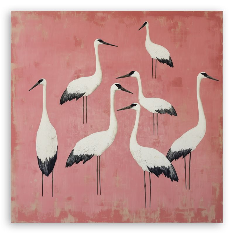 Obraz do salonu sypialni Feeby Ptaki Żurawie Różowy 60x60 cm 1szt