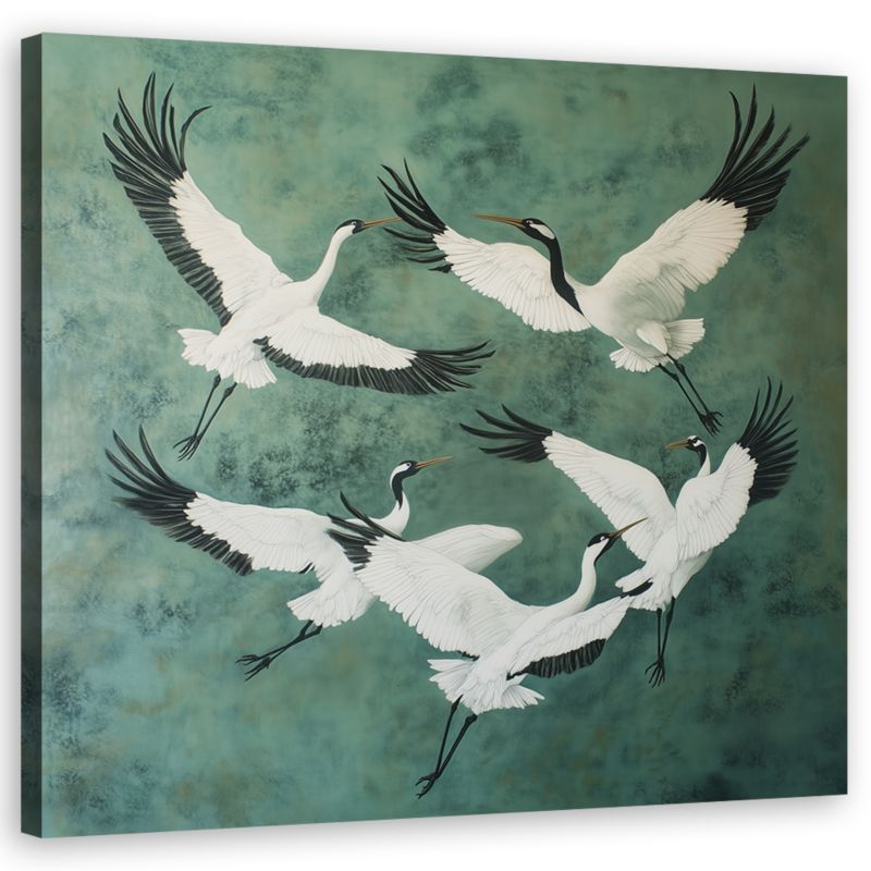 Obraz do salonu sypialni Feeby Ptaki Zwierzęta Zielony 30x30 cm 1szt