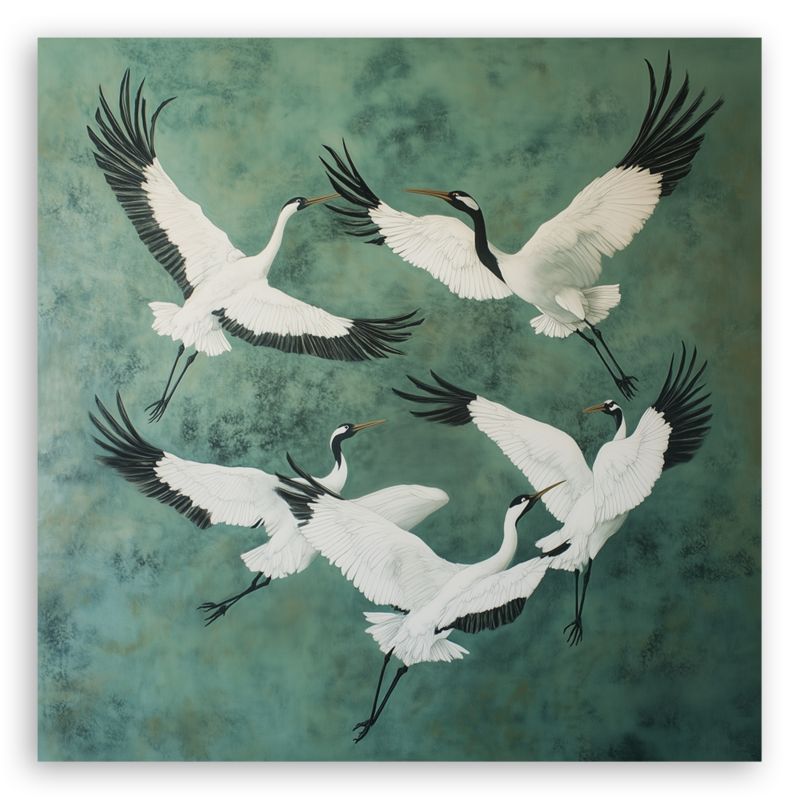 Obraz do salonu sypialni Feeby Ptaki Zwierzęta Zielony 30x30 cm 1szt