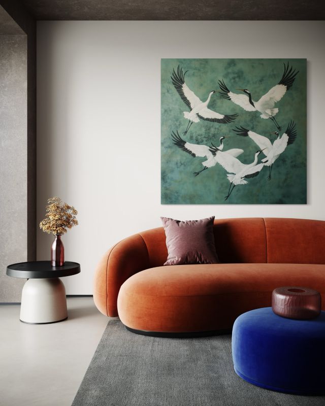 Obraz do salonu sypialni Feeby Ptaki Zwierzęta Zielony 60x60 cm 1szt