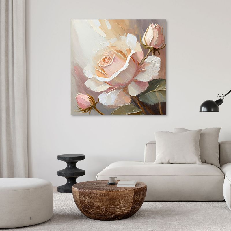 Obraz do salonu sypialni Feeby Pudrowa Róża Kwiat 60x60 cm 1szt