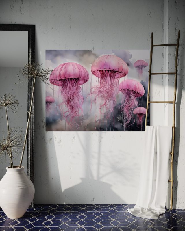 Obraz do salonu sypialni Feeby Różowa Meduza 60x40 cm 1szt