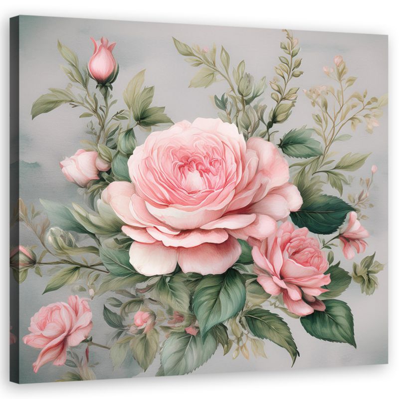 Obraz do salonu sypialni Feeby Różowe Kwiaty Shabby Chic 50x50 cm 1szt