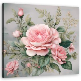 Obraz do salonu sypialni Feeby Różowe Kwiaty Shabby Chic 50x50 cm 1szt