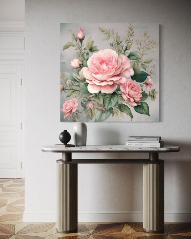 Obraz do salonu sypialni Feeby Różowe Kwiaty Shabby Chic 60x60 cm 1szt