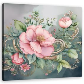 Obraz do salonu sypialni Feeby Różowy Kwiat Shabby Chic 60x60 cm 1szt