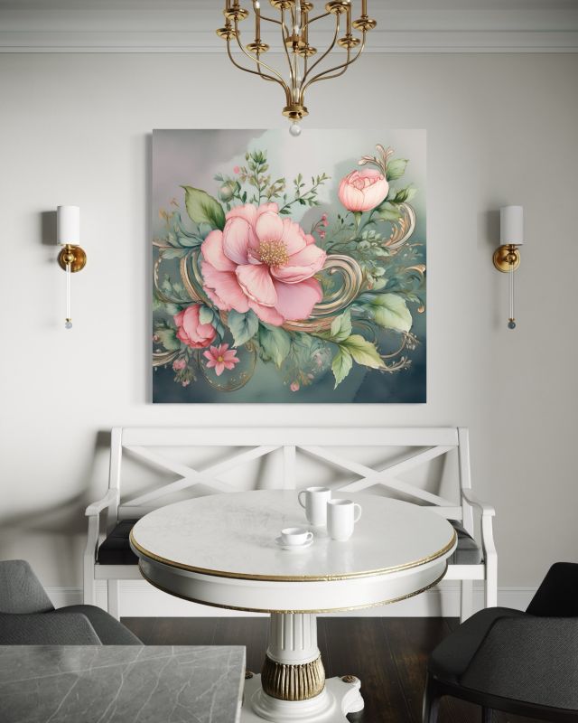 Obraz do salonu sypialni Feeby Różowy Kwiat Shabby Chic 60x60 cm 1szt