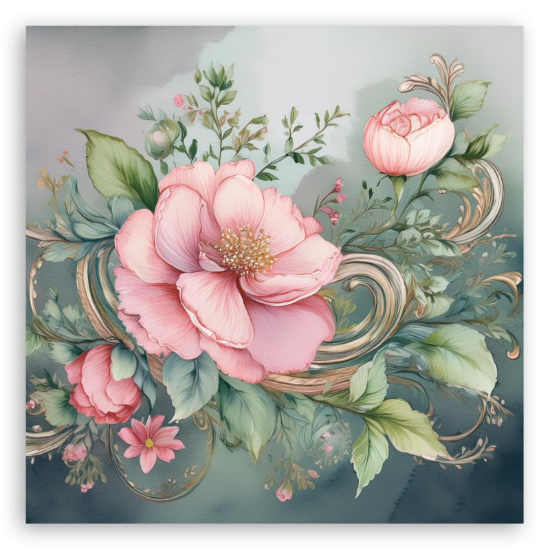 Obraz do salonu sypialni Feeby Różowy Kwiat Shabby Chic 60x60 cm 1szt