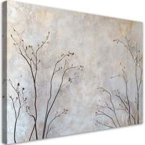 Obraz do salonu sypialni Feeby Rośliny Gałązki Beżowy Boho 60x40 cm 1szt