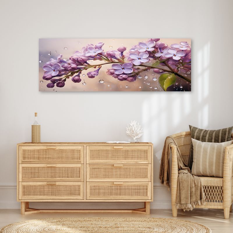 Obraz do salonu sypialni Feeby Rośliny Kwiaty Bzu Fioletowe 90x30 cm 1 szt