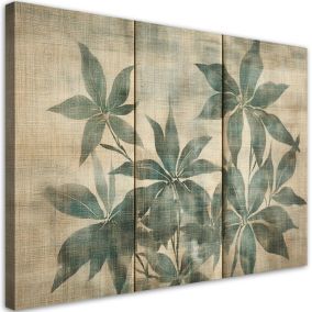 Obraz do salonu sypialni Feeby Rośliny Liście Shabby Chic Beżowy 100x70 cm 1szt