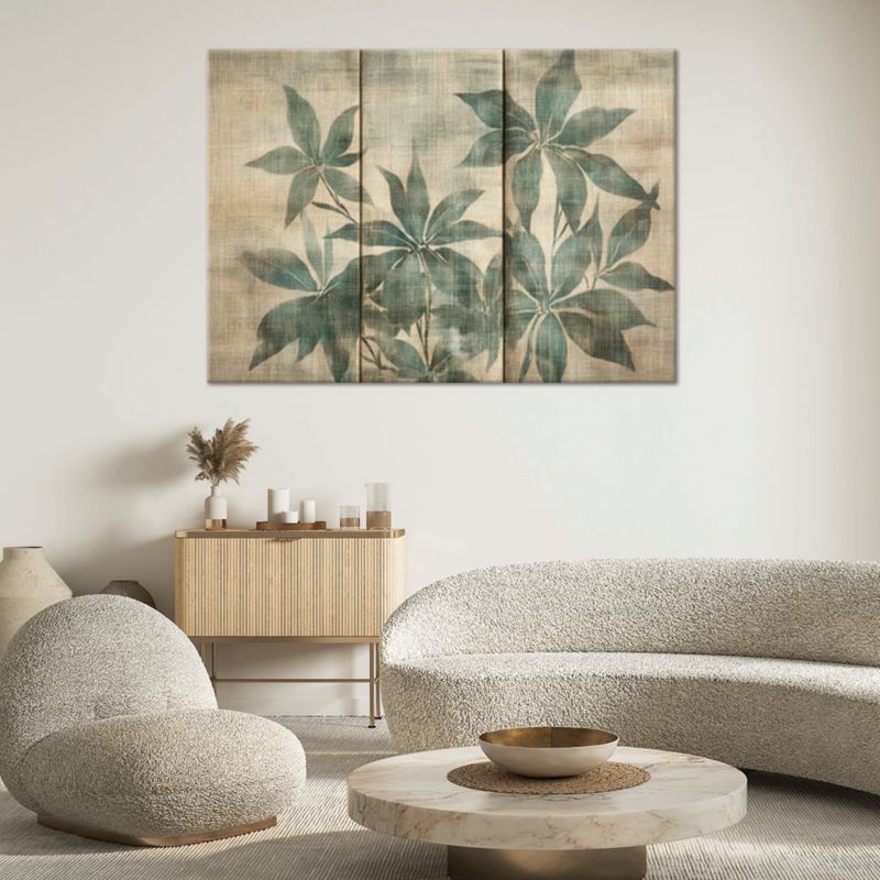 Obraz do salonu sypialni Feeby Rośliny Liście Shabby Chic Beżowy 100x70 cm 1szt