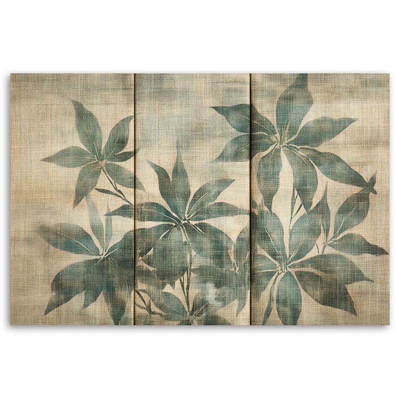 Obraz do salonu sypialni Feeby Rośliny Liście Shabby Chic Beżowy 100x70 cm 1szt