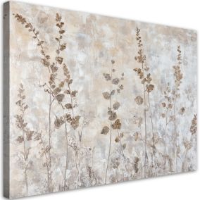 Obraz do salonu sypialni Feeby Rośliny Trawy Brązowy Beżowy 100x70 cm 1szt