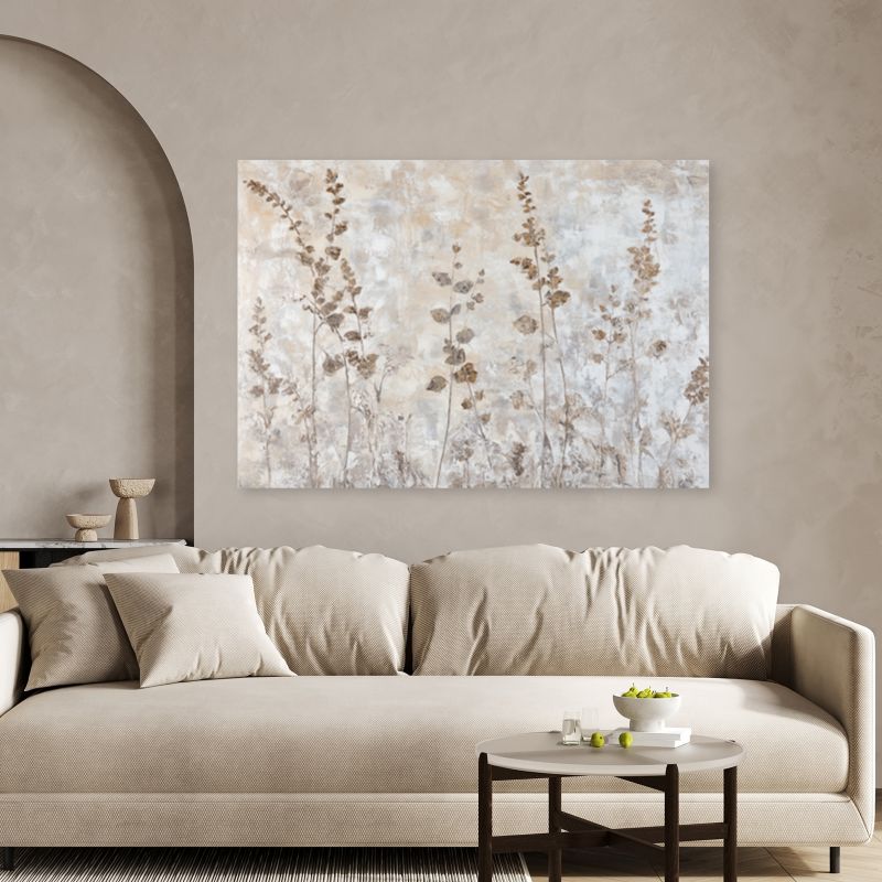 Obraz do salonu sypialni Feeby Rośliny Trawy Brązowy Beżowy 100x70 cm 1szt