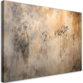Obraz do salonu sypialni Feeby Rośliny we mgle Złoty Beżowy 60x40 cm 1szt