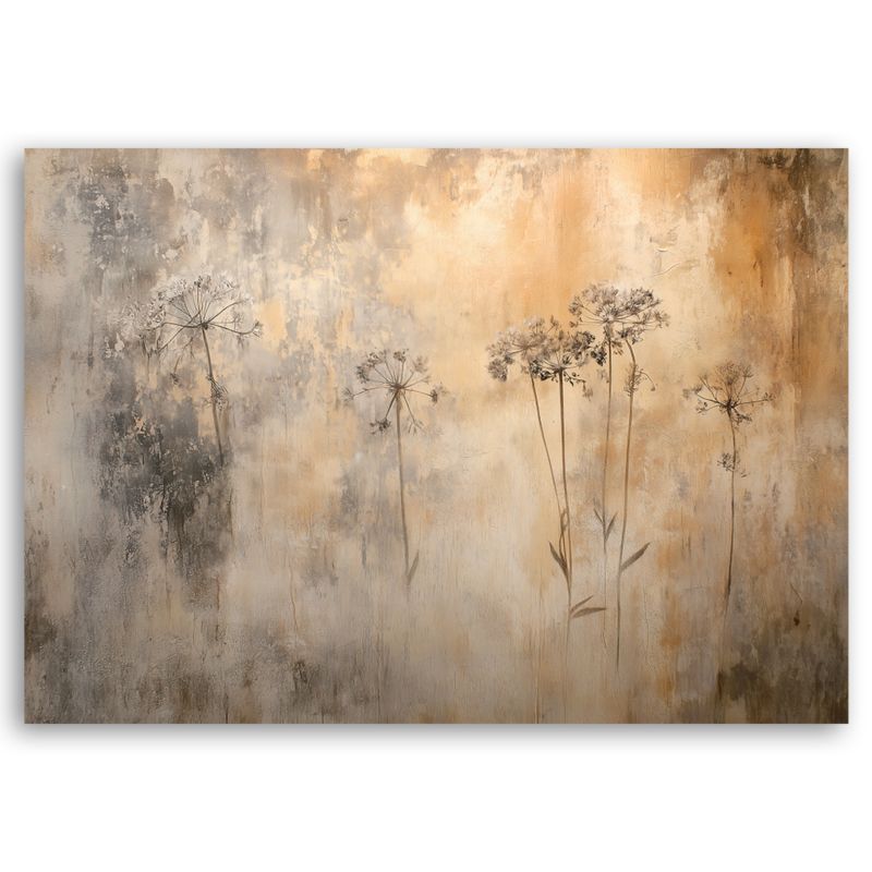 Obraz do salonu sypialni Feeby Rośliny we mgle Złoty Beżowy 60x40 cm 1szt