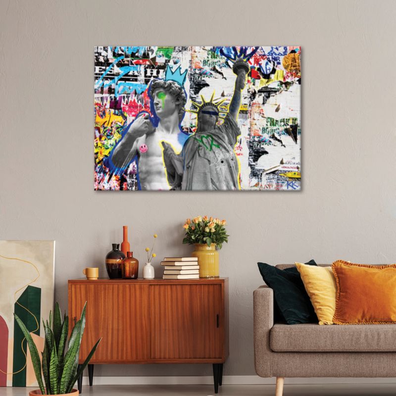 Obraz do salonu sypialni Feeby Rzeźba Dawida Statua Wolności NY 90x60 cm 1szt