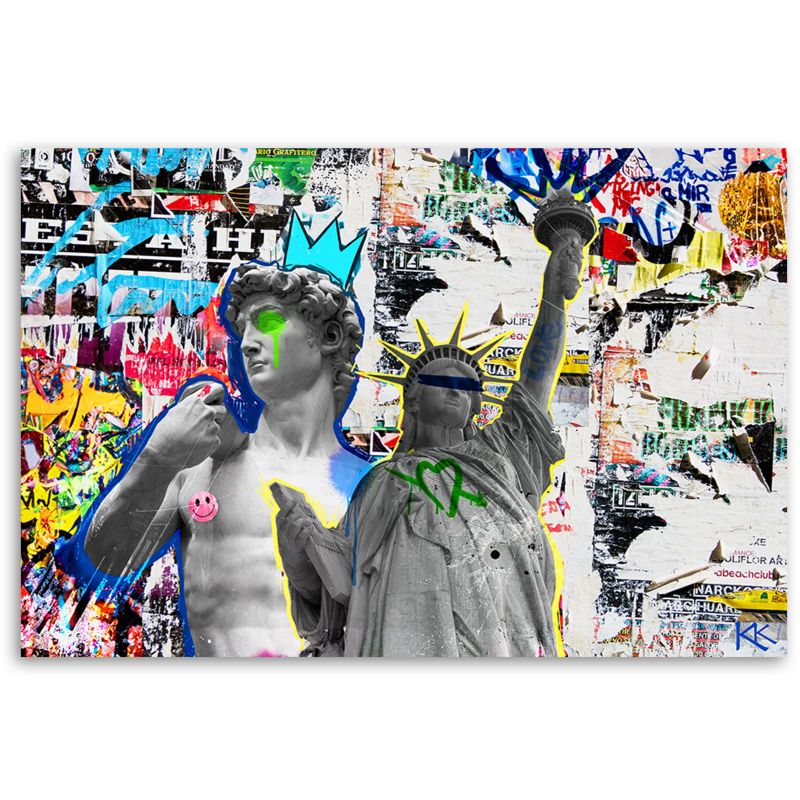 Obraz do salonu sypialni Feeby Rzeźba Dawida Statua Wolności NY 90x60 cm 1szt