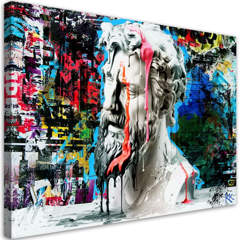 Obraz do salonu sypialni Feeby Rzeźba Posejdona Graffiti 120x80 cm 1szt
