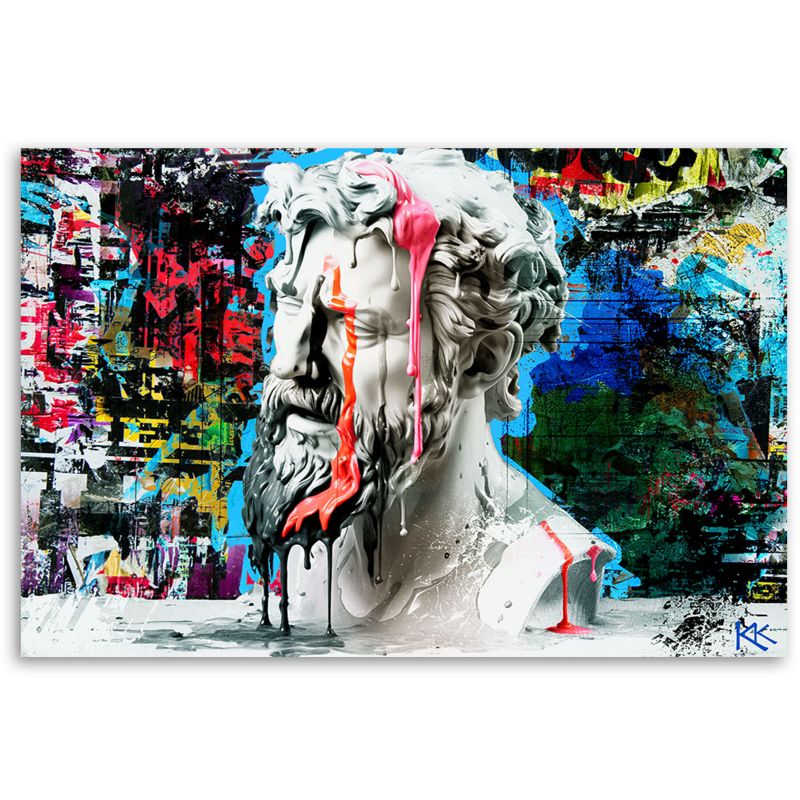 Obraz do salonu sypialni Feeby Rzeźba Posejdona Graffiti 120x80 cm 1szt