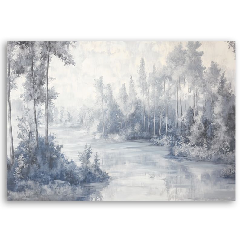 Obraz do salonu sypialni Feeby Rzeka Drzewa Pejzaż Szary 90x60 cm 1szt