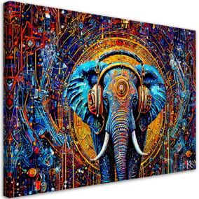 Obraz do salonu sypialni Feeby Słoń w słuchawkach Abstrakcja 100x70 cm 1szt