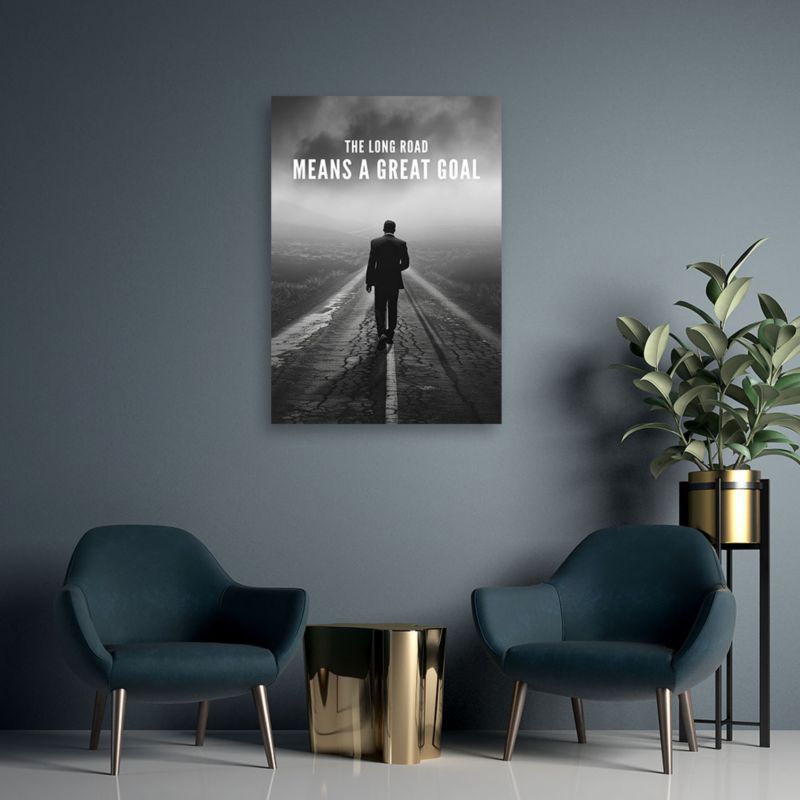 Obraz do salonu sypialni Feeby Sentencja Człowiek Droga Szary 70x100 cm 1szt