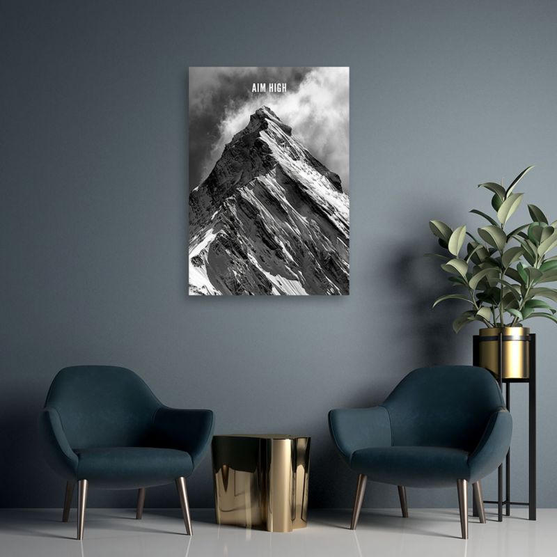 Obraz do salonu sypialni Feeby Sentencja Góry Pejzaż Szary 70x100 cm 1szt