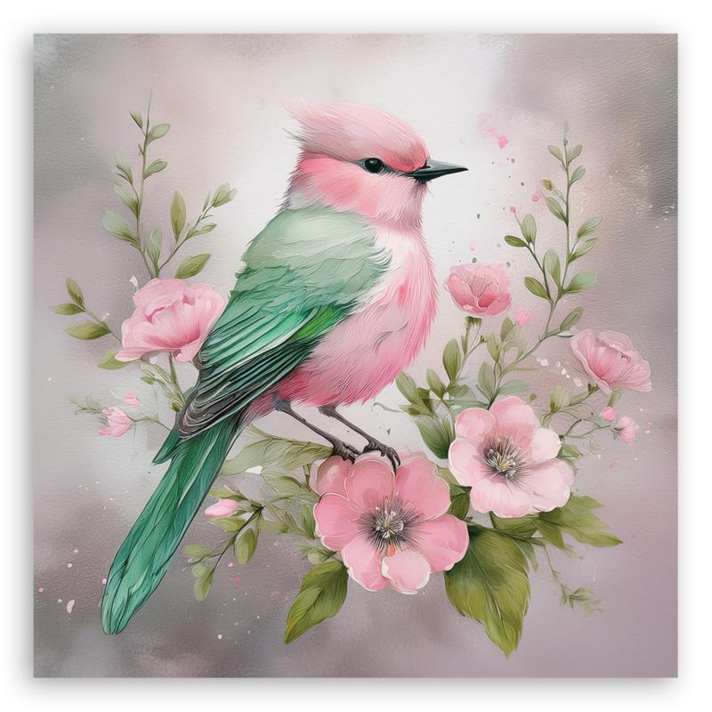Obraz do salonu sypialni Feeby Shabby Chic Ptak Różowy 50x50 cm 1szt