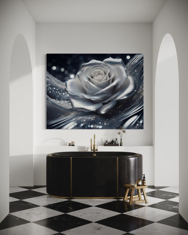 Obraz do salonu sypialni Feeby Srebrna Róża 120x80 cm 1szt